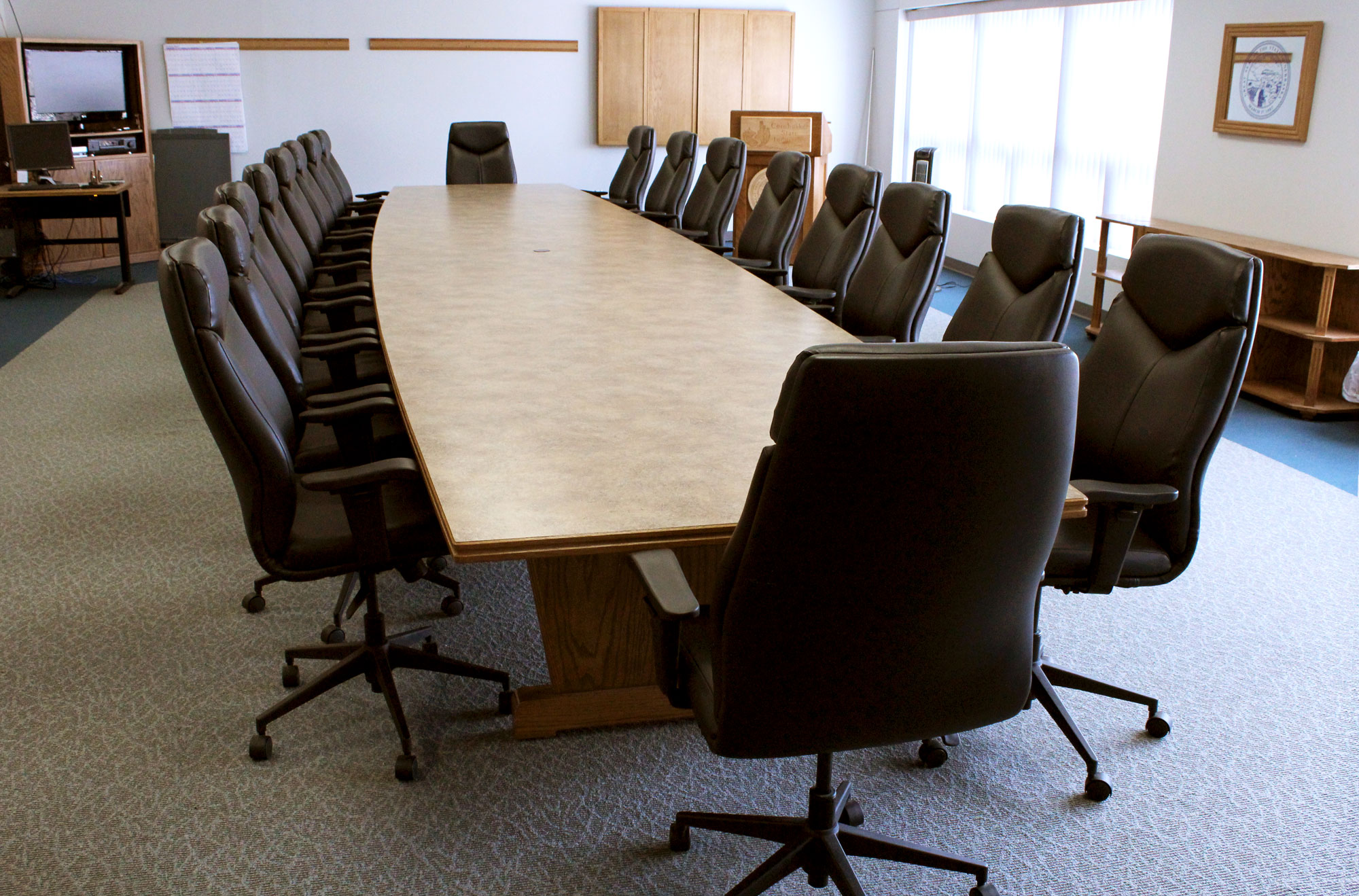 CSI Conference room with conference table and Delta chairs