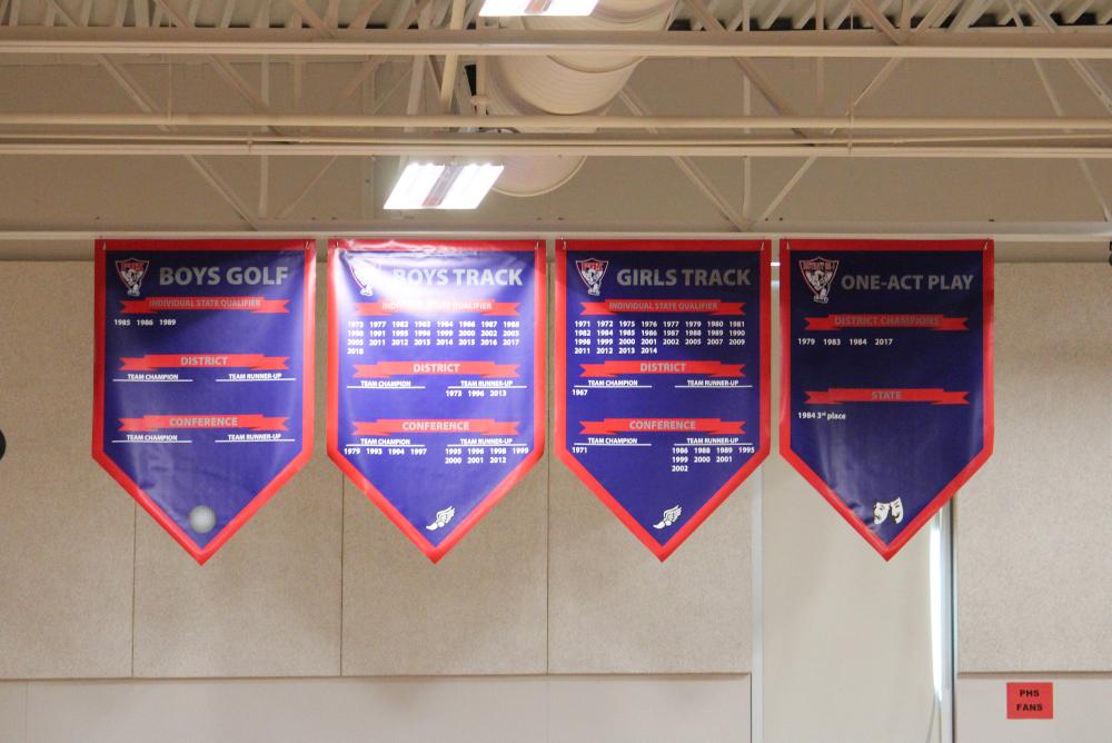 Palmyra Gym Banners - Boys Golf, Boys Track, Girls Track and One Act Play