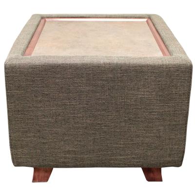 square upholstered table with laminate top