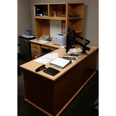 desk with left return and custom hutch