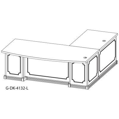 schematic of a conference curved top desk with left return