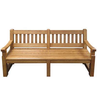 wood bench with back and side arms