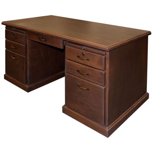 desk with pedestals on each side and pencil drawer