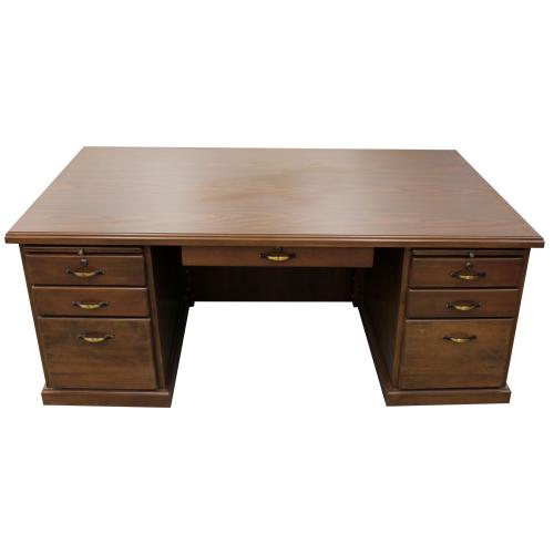 desk with pedestals on each side and pencil drawer