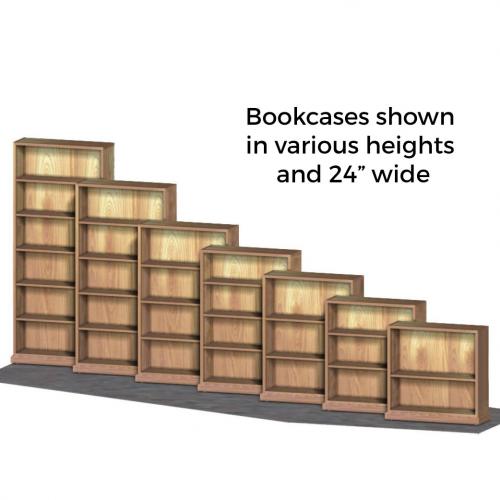 7 sizes of single sided bookcases